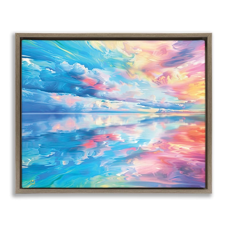 Stupell Prismatic Rainbow Sunset Framed Floater Canvas Wall Art Design By Michael Ward - 21 x 17 - Brown