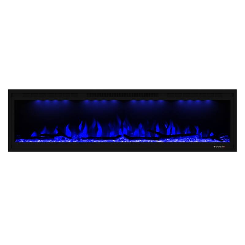 72" 1500W Inserted Wall Mounted Modern Linear Smart Electric Fireplace Heater with APP Control and Remote