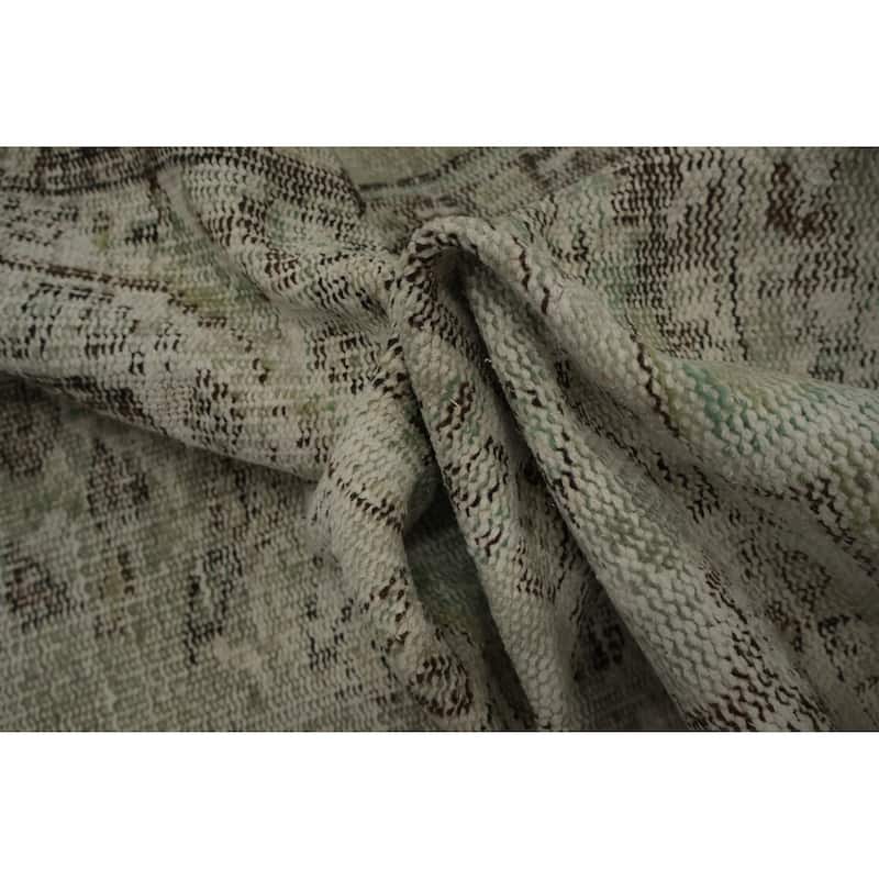 Hand Knotted Oriental 100% Wool Carpet Transitional Floral Green Anatolian Area Rug - 9' 0'' X 5' 11''