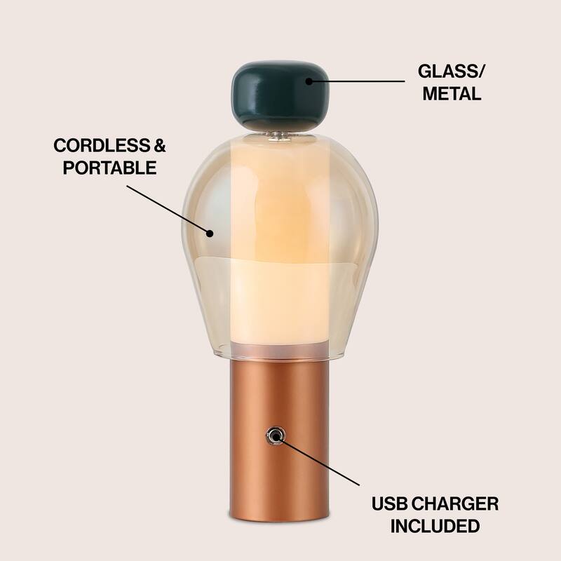 10.75" Candle-Style Rechargeable/Cordless Dimmable Integrated LED Table Lamp with Touch Sensor - 10.75