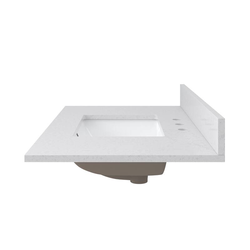 CRAFT + MAIN QZ37228R 37" Quartz Vanity Top with Backsplash and