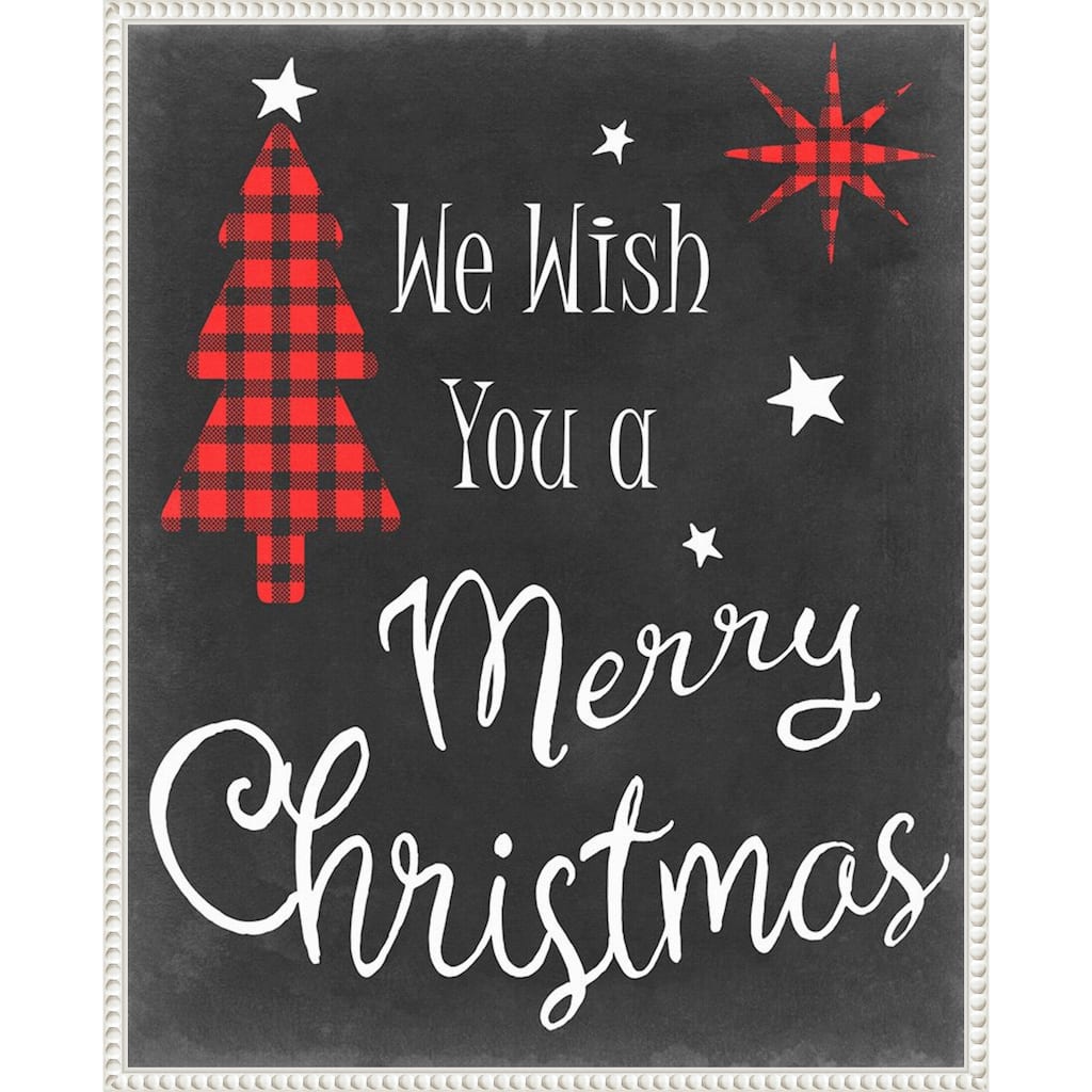 We Wish in Red by Sharon Chandler (23 x 28 in.), Framed Canvas Wall Art Print - Sylvie Beaded White
