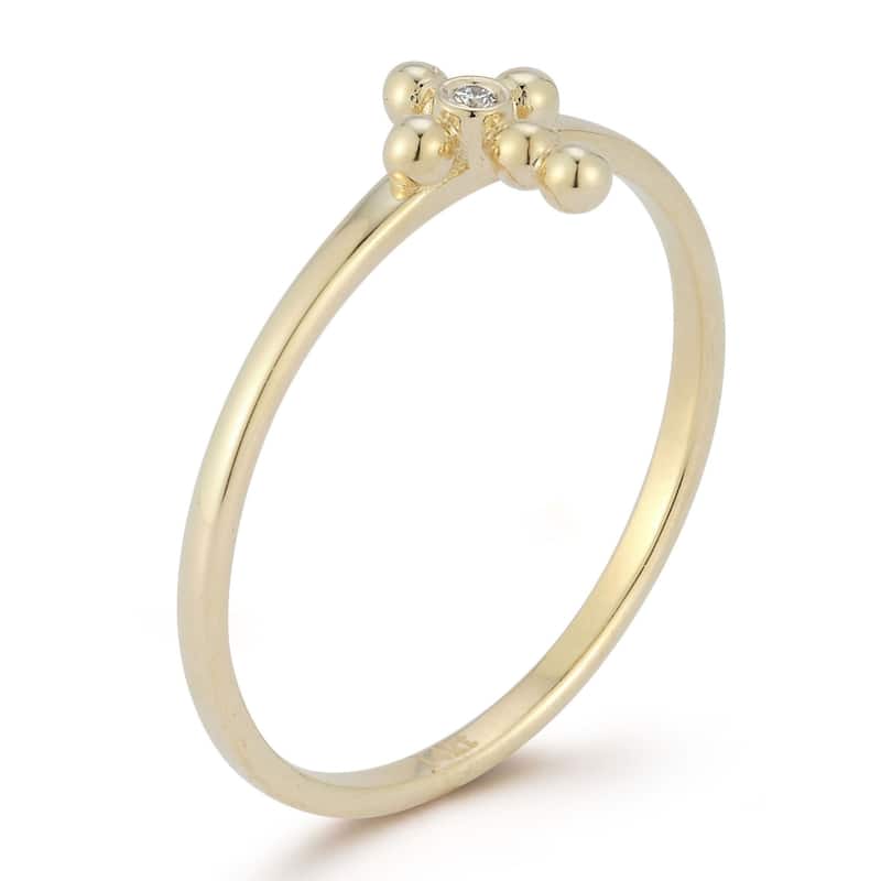 Soleil 14K Gold Diamond Beaded Cross Ring