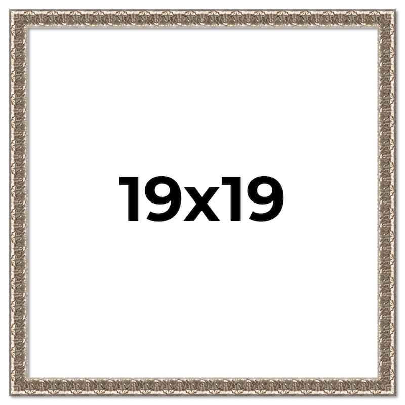 19x19 Frame Silver Versailles Ornate Solid Wood Picture Frame | 1 Inch