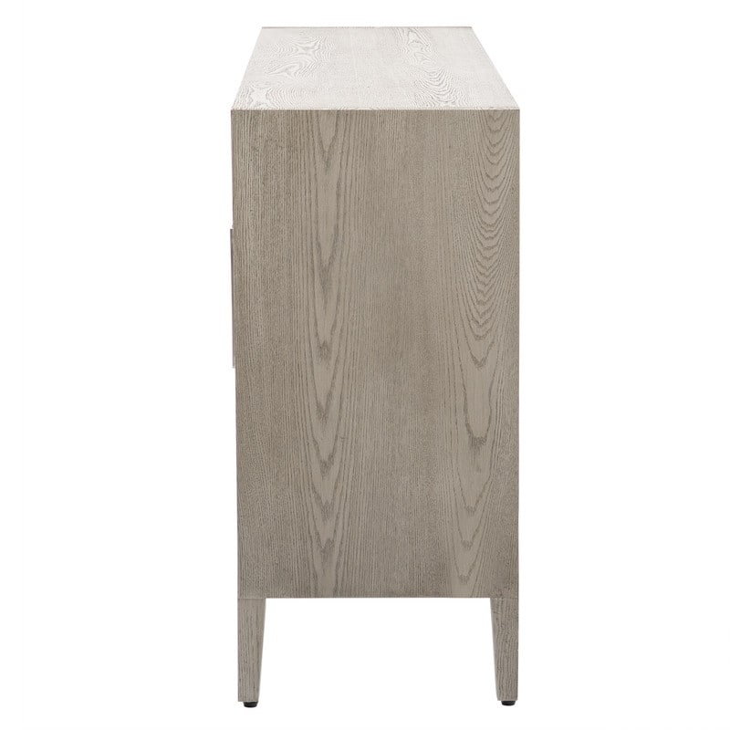 Wood Storage Cabinet with Three tempered glass doors and Adjustable Shelf