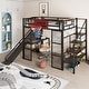 preview thumbnail 1 of 22, Full Size Loft Bed w/Desk,Wardrobe,Basketball Hoop,Slide,Staircase Black