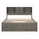 preview thumbnail 11 of 9, Gray King Size Platform Storage Bed Frame with Bookcase Headboard & 8 Drawers, Storage Compartments for Teens Adults