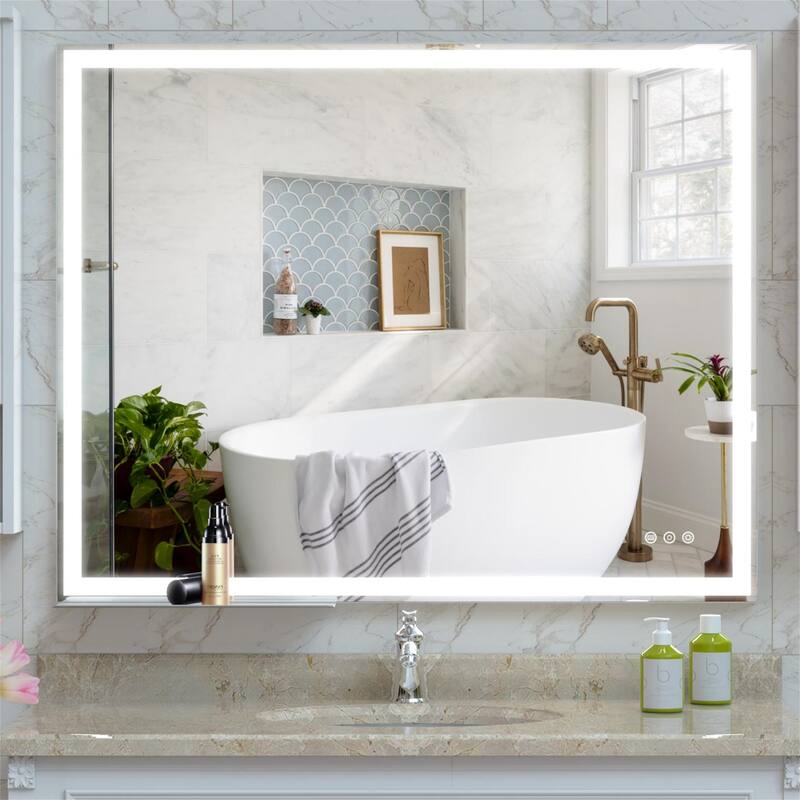 32" x 40" Smart LED Bathroom Wall Mirror with Memory,Anti-Fog Switch
