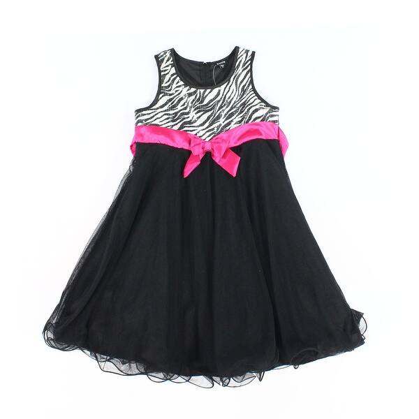 Shop Zunie Black White Girls Size 14 Zebra Stripe Printed Sequin Dress Overstock 27653642