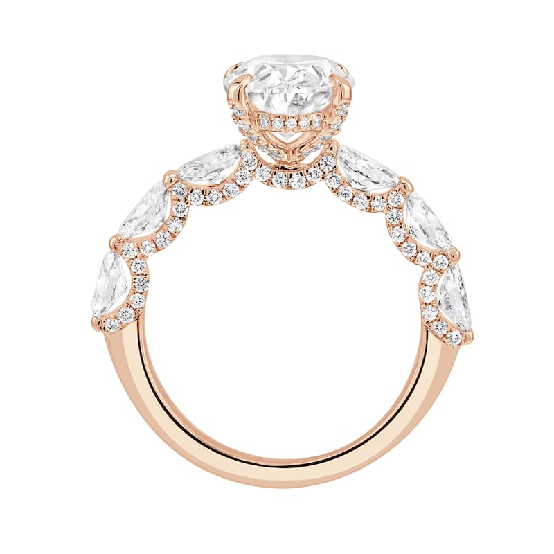 Auriya 14k Gold 6 3/5ctw Lab grown Oval Scalloped Hidden Halo Diamond Engagement Ring (F-G VS)