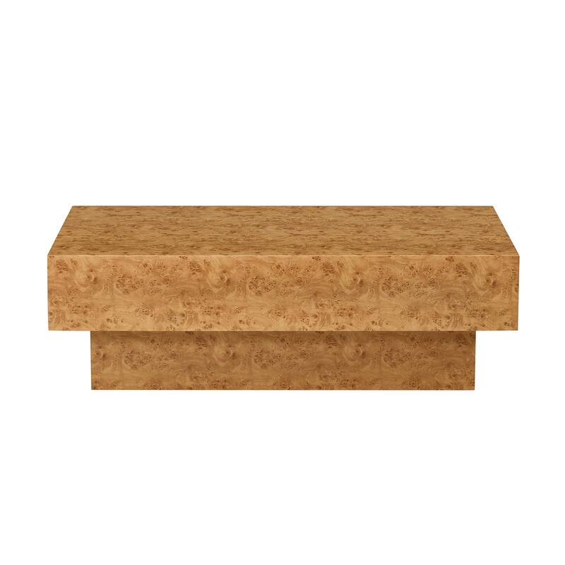 43.31 Inch Burl Wood Pattern Coffee Table,Rectangle Mid-Century Modern Table for Living Room