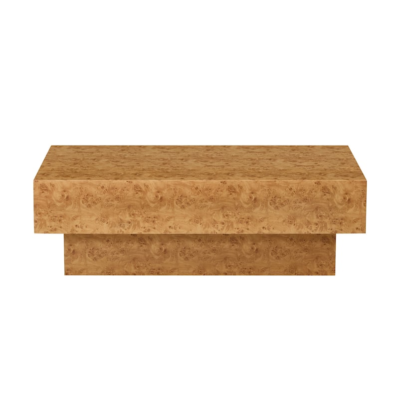 GDF Studio - Calera Mid-Century Modern Faux Burl Wood Coffee Table with Pedestal Base