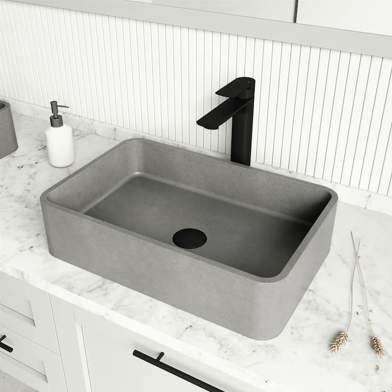 VIGO Cordoba 20"L x 13"W x 5"H Concreto Stone Rectangular Bathroom Vessel Sink