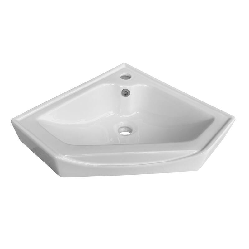 Alexander II White Porcelain Corner Wall Mount Bathroom Sink