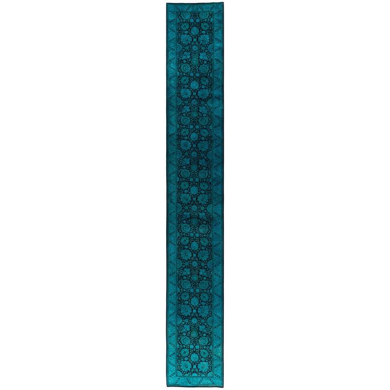 Overdyed One-of-a-Kind Hand-Knotted Area Rug - Black - 2' 8" x 18' 1"