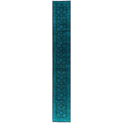 Overdyed One-of-a-Kind Hand-Knotted Area Rug - Black - 2' 8" x 18' 1"