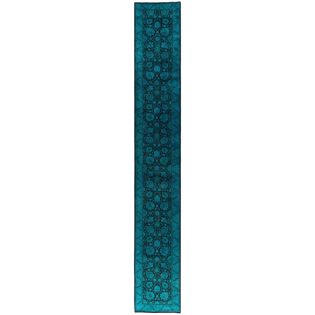 Overdyed One-of-a-Kind Hand-Knotted Area Rug - Black - 2' 8" x 18' 1"