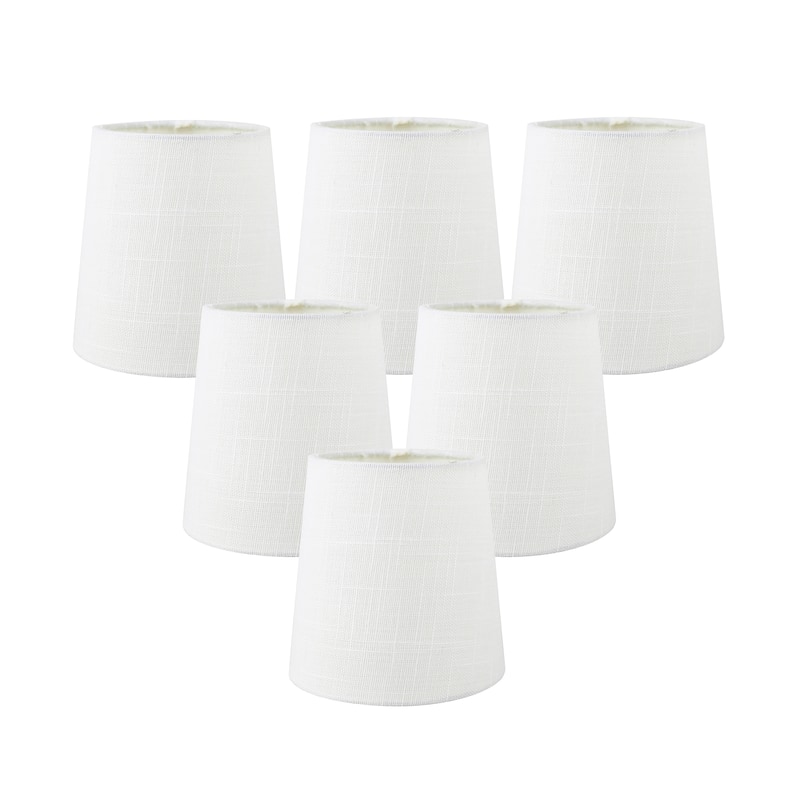 MERIVILLE Linen Clip On Chandelier Lamp Shades, 4-inch by 5-inch by 5-inch - Set of 6 - Off-White