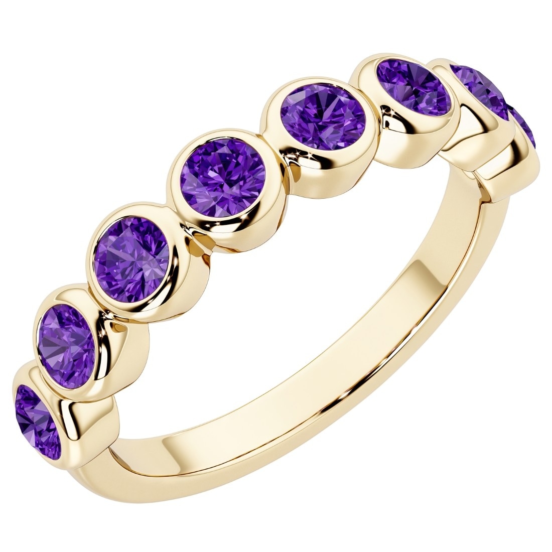 Oravo Half Eternity Gemstone Ring in Yellow Gold Plated Sterling Silver