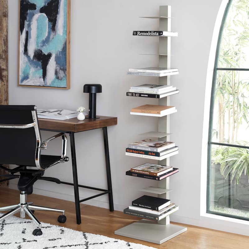 SEI Furniture Stewartby Spine Tower Shelf - 16"W x 16"D x 65"H - Grey