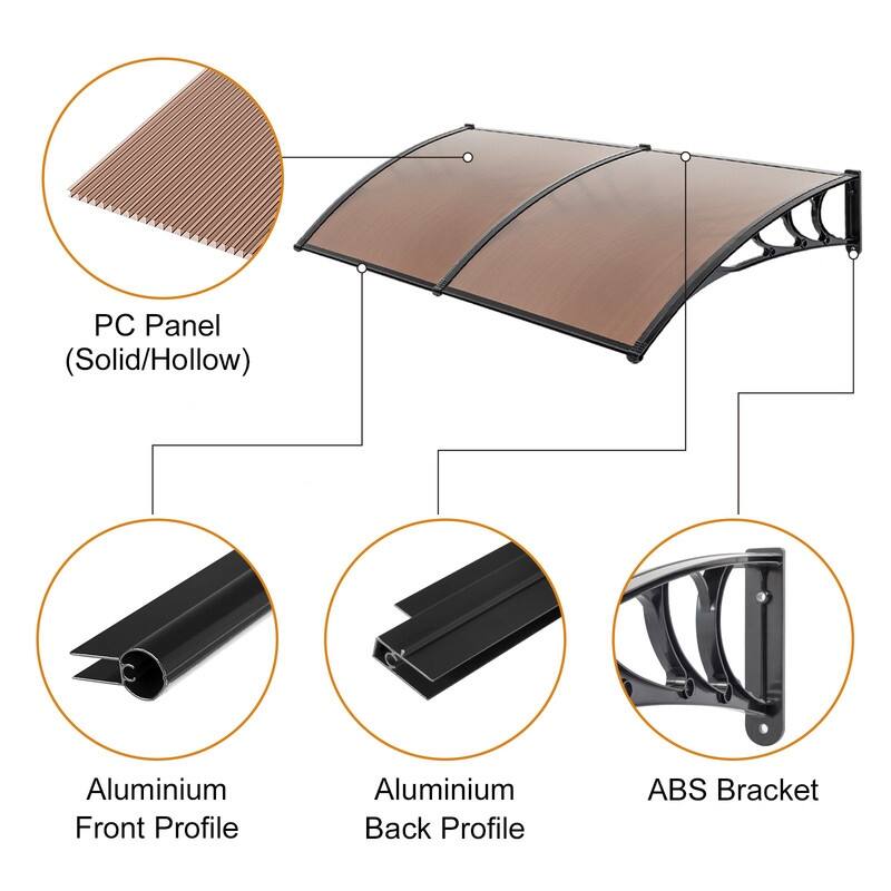 39" 78" Door & Window Rain Snow Brown & Black Bracket