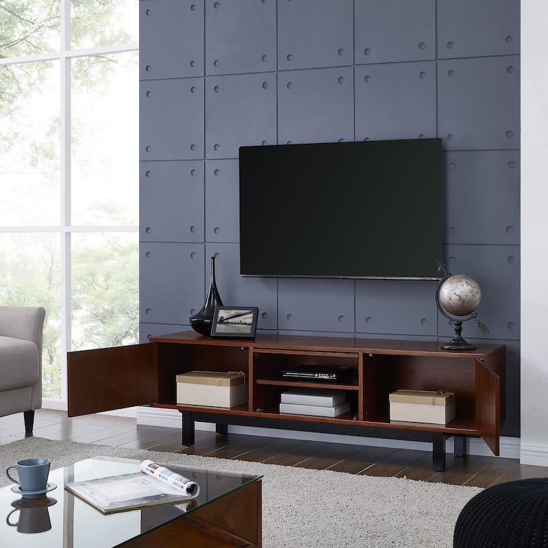 SEI Furniture Walton Tobacco Finish Wood Media TV Stand for TV's up to 70"