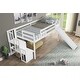 preview thumbnail 1 of 11, Twin Size Pine Wood Loft Bed with Staircase, Storage, Slide, Full-length Safety Guardrails White