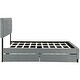 preview thumbnail 21 of 43, Upholstered Bed Queen Size Platform Bed with Sleek Chevron Headboard, Pullout Trundle Bed and 2 Drawers, Flannel