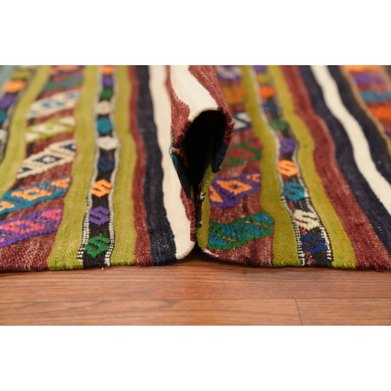 Hand Woven Oriental 100% Wool Carpet Southwestern Tribal Multi-Colored Kilim Area Rug - 7' 11'' X 4' 11''