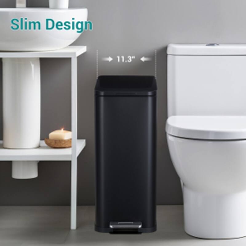 13.2 Gallon/50 L Step Trash Can with Lid Soft Close, Step Pedal for Bathroom, Bedroom, Living Room