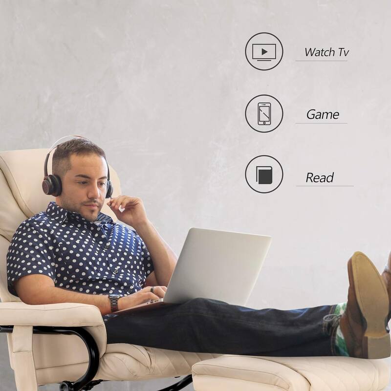 MCombo set of 2 Faux Leather Swivel Massage Recliner with ottoman