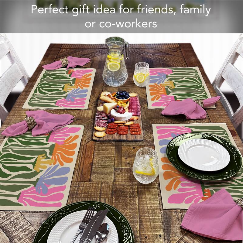 Matisse Garden 4-Pack Poly-Cotton Blend Placemats Manufactured in The USA Machine Washable Dryer Safe