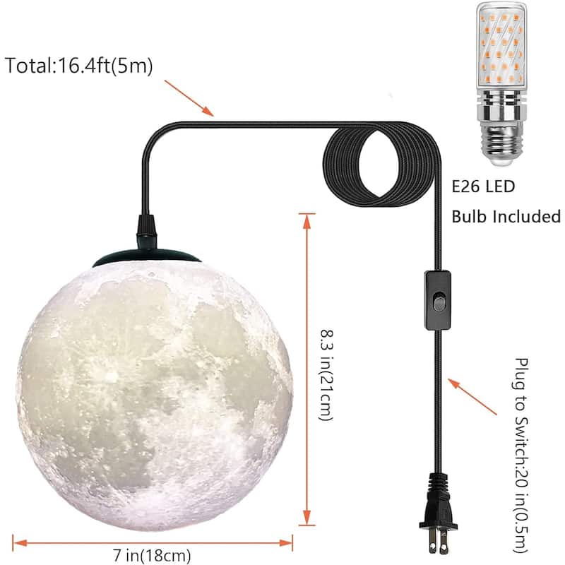 Plug in pendant light white hallway light plastic hanging light