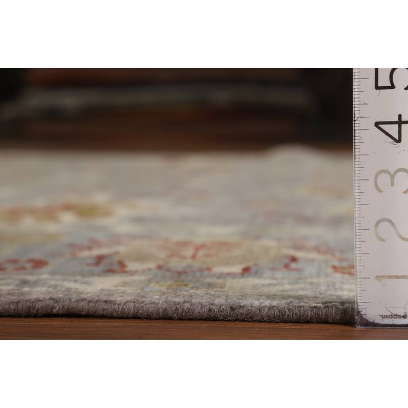 Hand Knotted Oriental 100% Wool Carpet Transitional All-Over Greys & Charcoal Oushak Area Rug - 9' 10'' X 7' 11''
