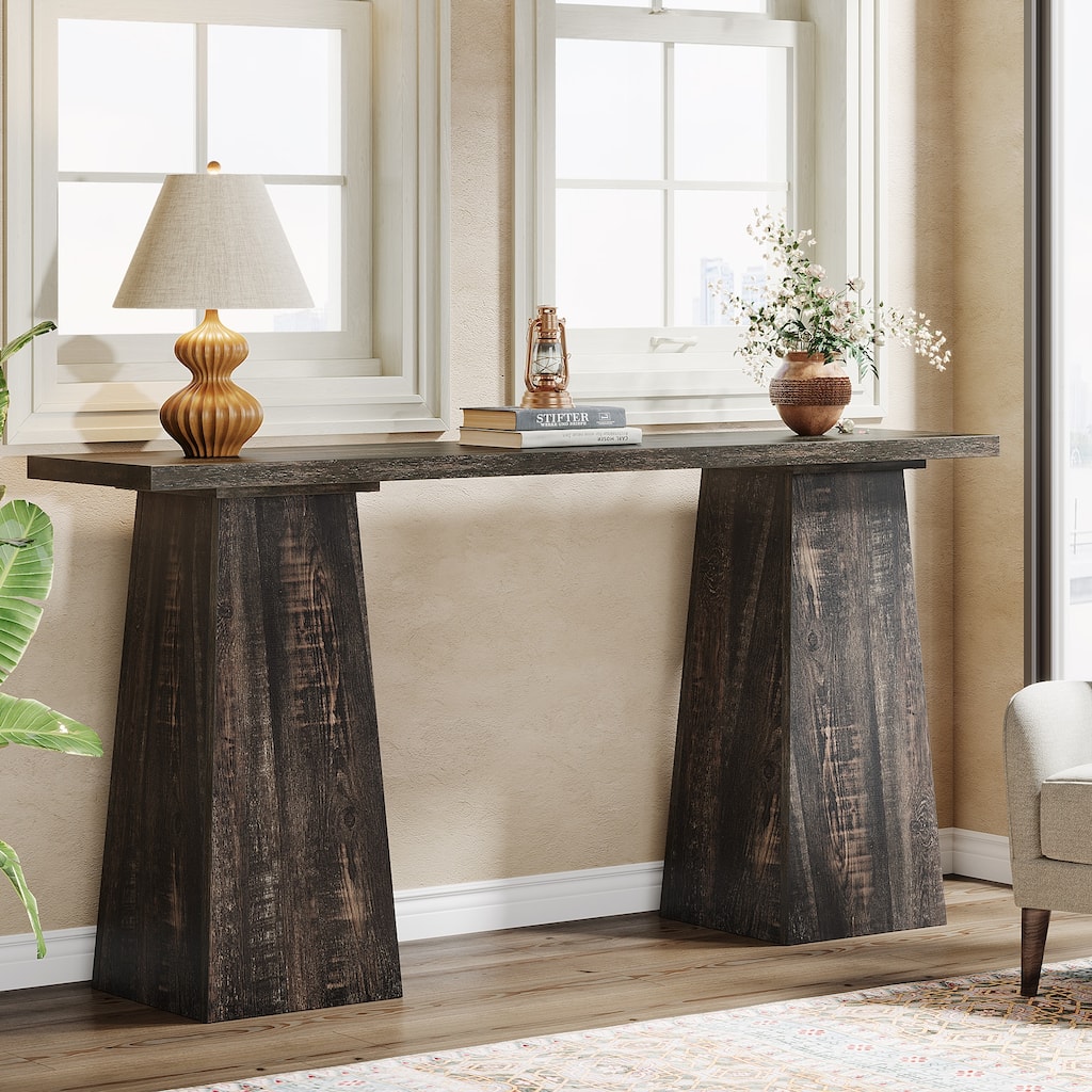 Wood 63-Inch Narrow Console Sofa Hallway Table for Entryway
