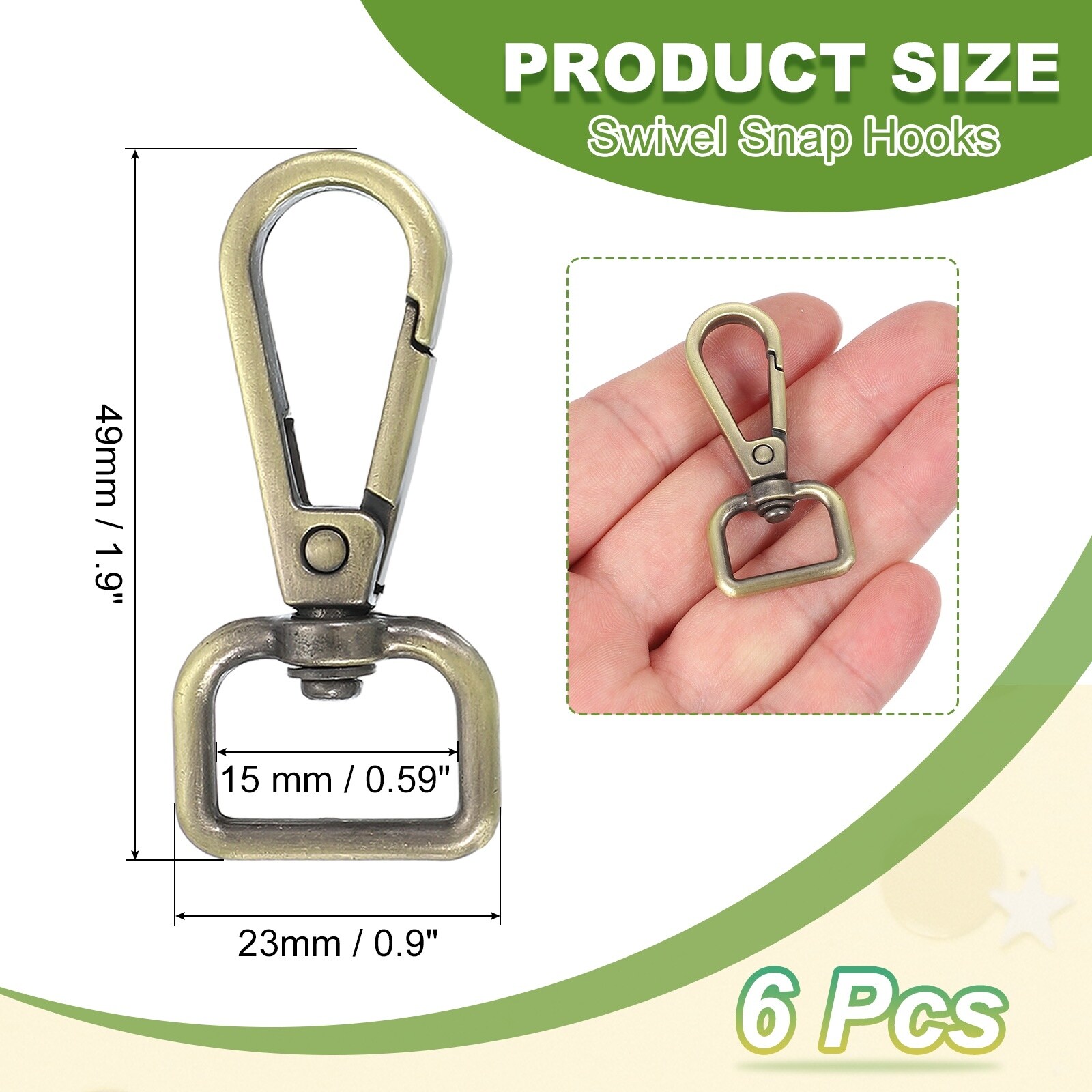Swivel Snap Hooks, Metal D Ring KeyChain Lanyard Clip Hook Lobster Clasp Claw Push Gate Clip
