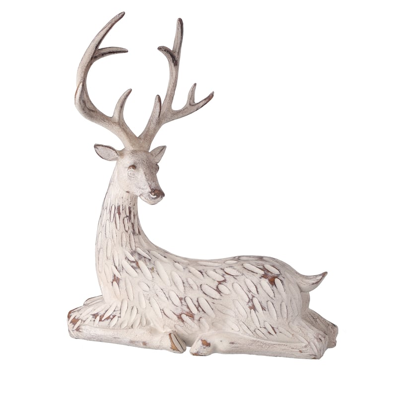 11" Resin Laying Carved Deer
