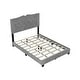 preview thumbnail 5 of 5, Full Size Upholstered Bed Frame with Rivet Design, Modern Velvet Platform Bed with Tufted Headboard,Grey