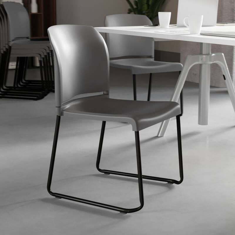 5 Pack 880 lb. Capacity Full Back Contoured Sled Base Stack Chair