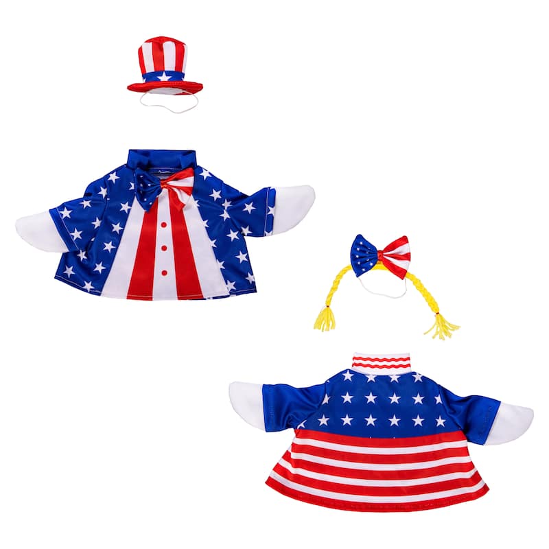 Porch Goose Outfit for Garden Statue - Patriotic Set of 2