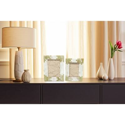 Resin Wood Decorative Photo Frame Modern Glam Home Decor - 8" Ivory