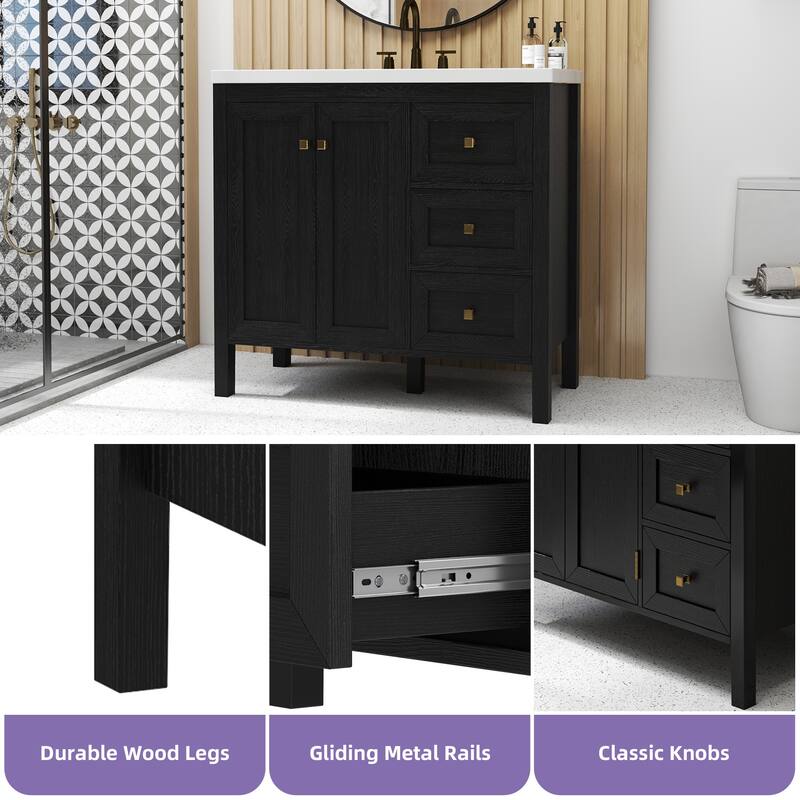 Moasis 36"/42" Bathroom Vanity with Sink Set and 2 Soft-Closing Doors & 3 Drawers