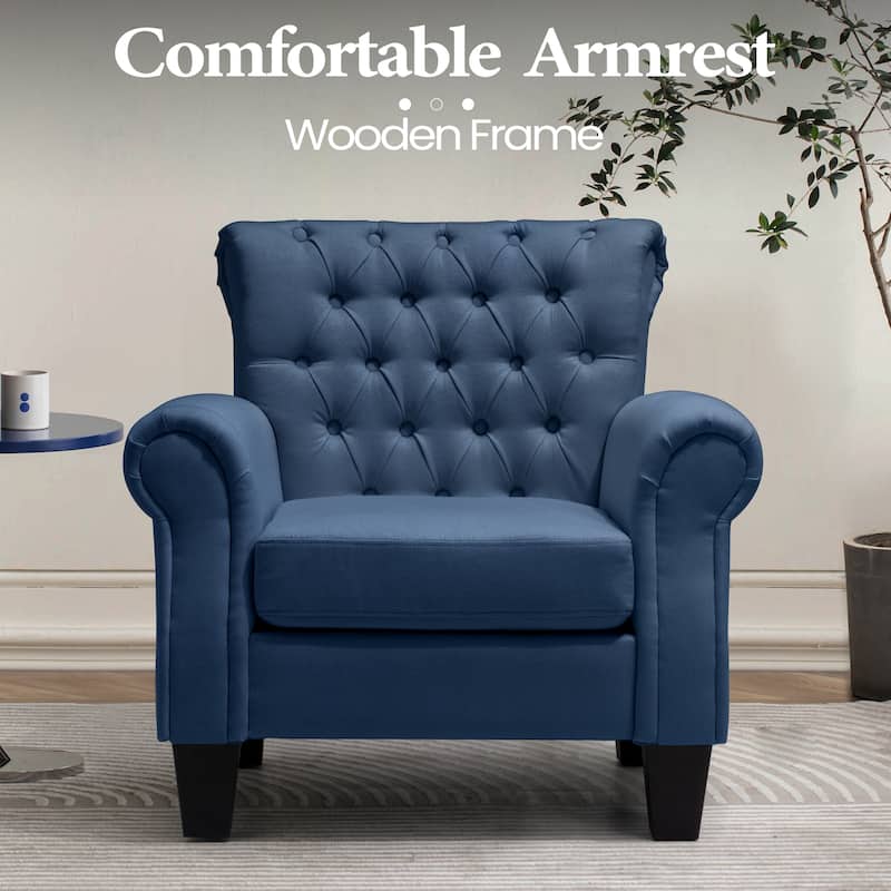 Accent Club Chair Comfortable Single Sofa Chair Indoor Seating with Arms & Padded Seat