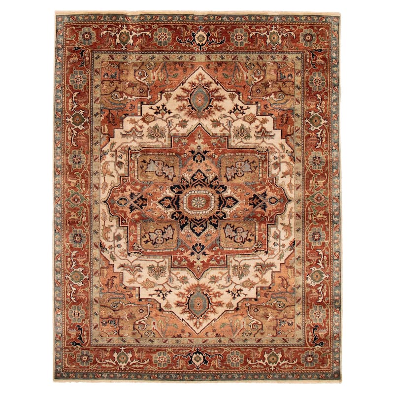 ECARPETGALLERY Hand-knotted Jules Sultane Ivory Wool Rug - 7'8 x 9'9 - Ivory - 7'8 x 9'9