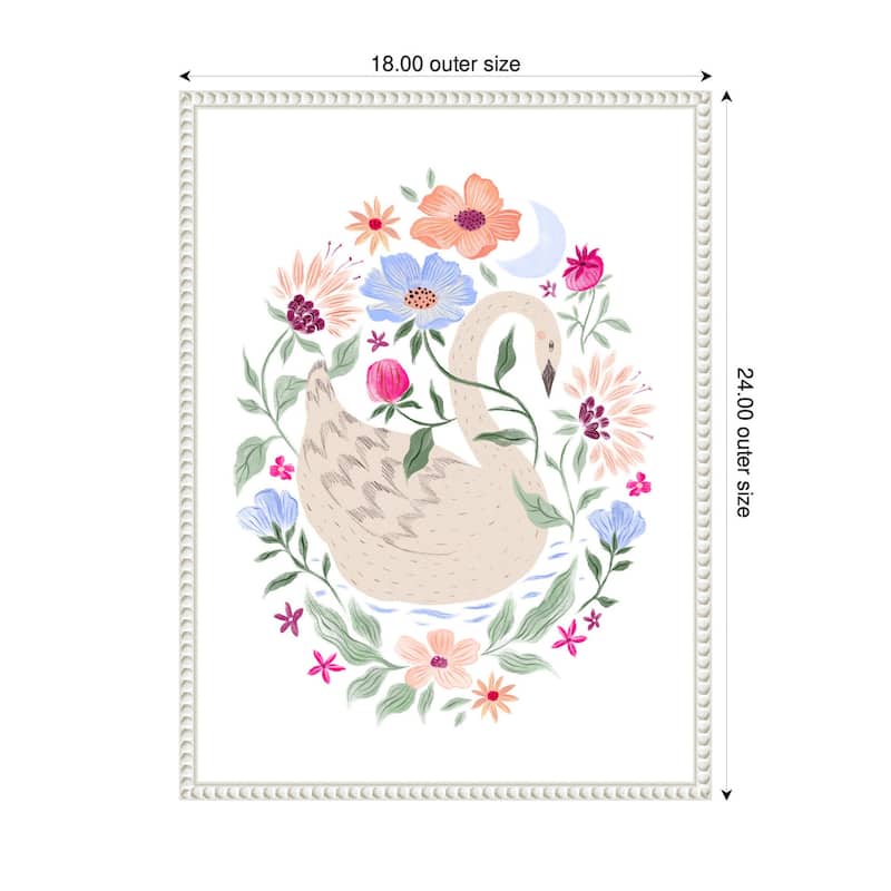 Kate and Laurel JL Swan Floral Oval by Jill Labieniec Framed Canvas Wall Art Print
