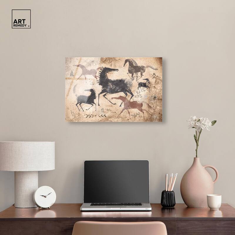 Cave Drawing Horses Acrylic by Art Remedy, Ready to Hang