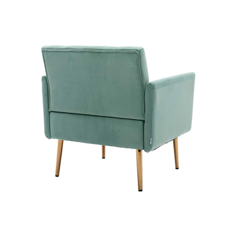 Velvet Upholstered Tufted Accent Chair With Golden feet