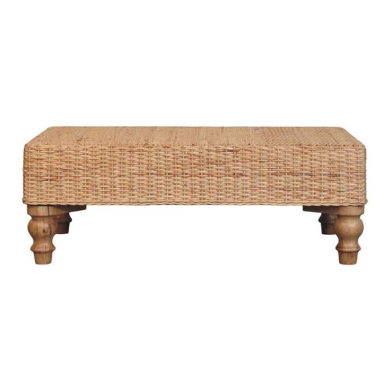 Artisan Furniture Solid Wood Regency Woven Coffee Table, Beige