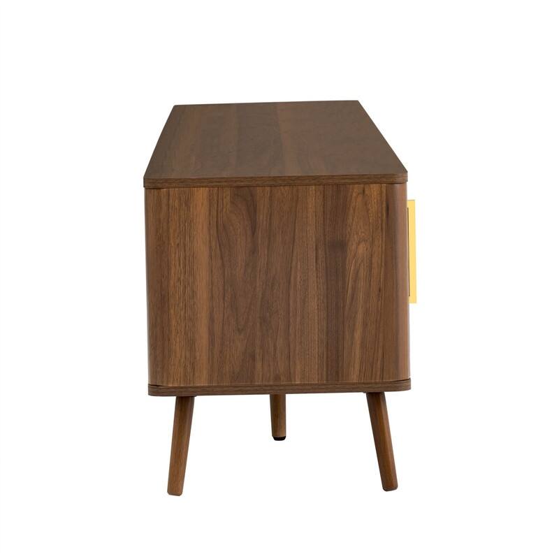 Modern Fluted 78" TV Stand for TVs up to 85", Entertainment Center TV Media Console Table with Doors and Open Shelf