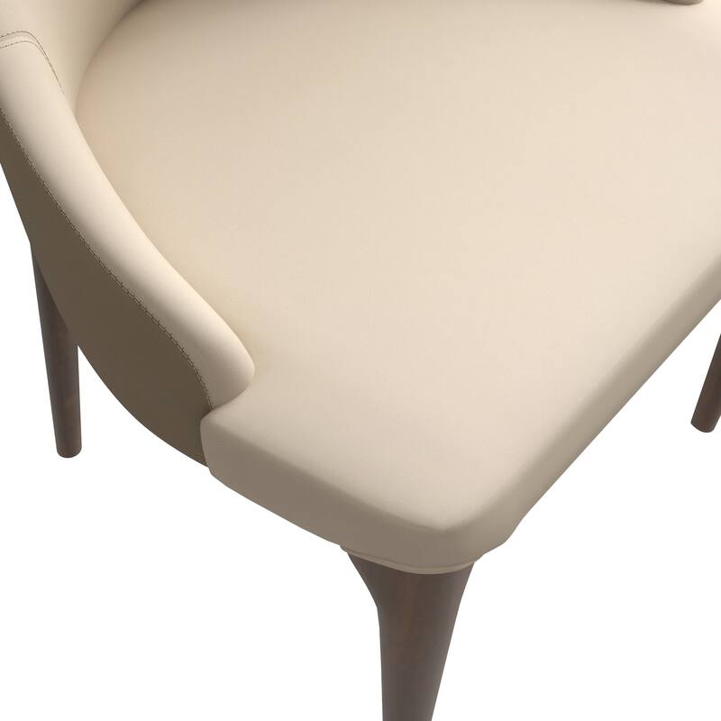 High-Back Dining Chair Upholstered in Leather with Ash Wood Legs Elm Collection